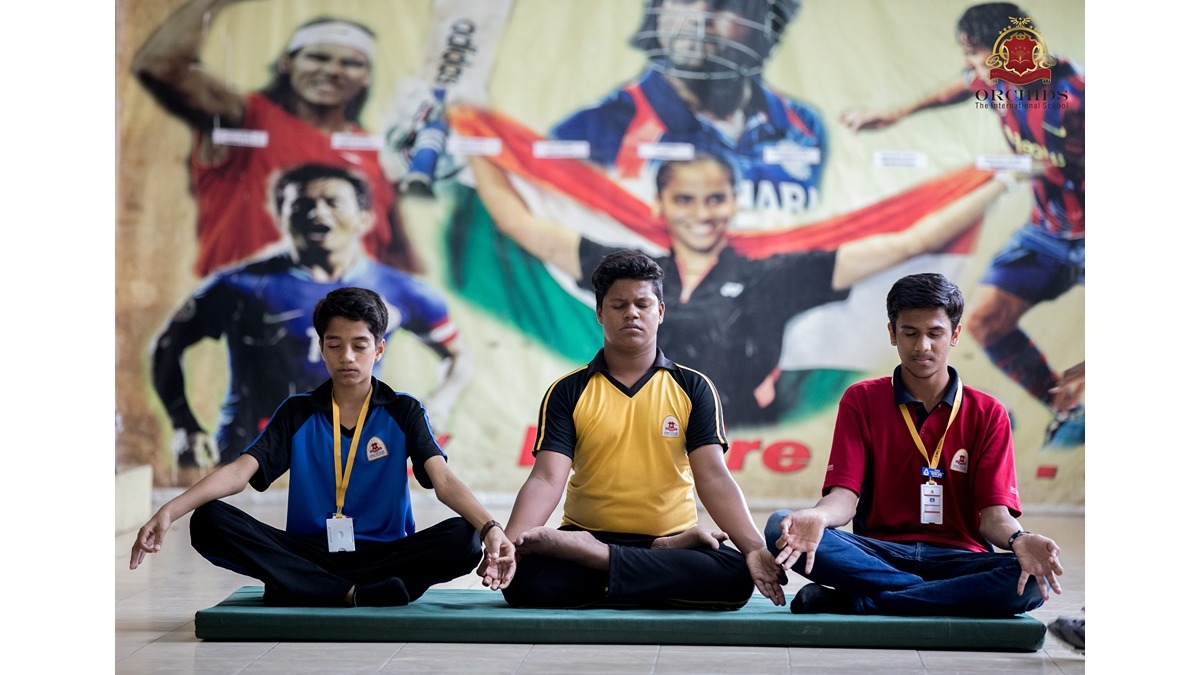 " Students doing Yoga "
