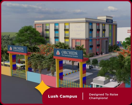 Lush campus of Orchids International School, Bandlaguda, features modern amenities and green surroundings.