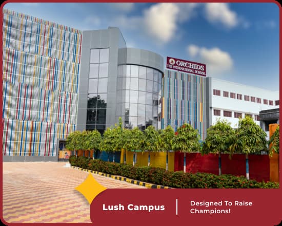 Lush campus of Orchids International School, Joka, top ICSE school in Kolkata with green grounds and modern facilities