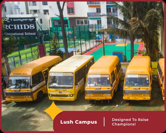 Orchid International School, JP Nagar, boasts a lush campus with academic excellence and modern facilities.