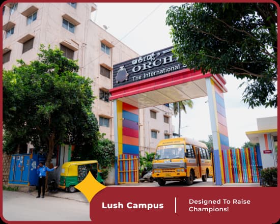 Lush campus of Orchids Magadi, a leading CBSE school in Bangalore, with expansive grounds and modern facilities.