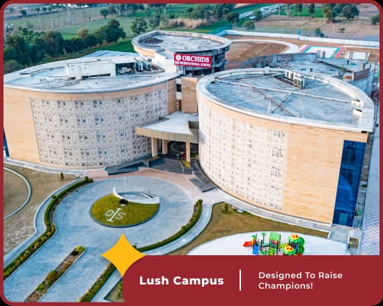 Orchids Nevta campus, a leading CBSE school in Jaipur, boasts lush grounds and modern facilities.