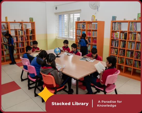 Stacked Library at Orchids International School, Best school in Haralur, Bangalore