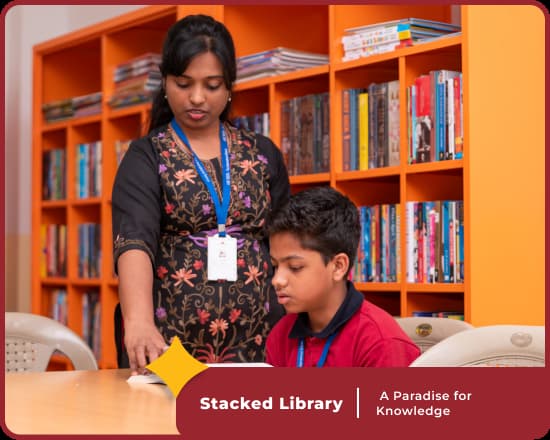 Stacked Library at Orchids International, best school in Hennur Road, Bangalore