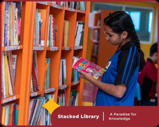 Library at Orchids Hoshangabad Road, a premier school in Bhopal, supports academic growth.