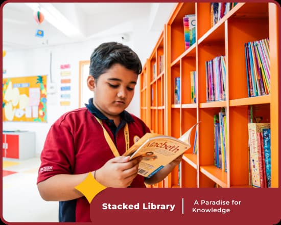 Library at Orchids Koradi Road, a leading CBSE school in Nagpur, enriches academic learning.