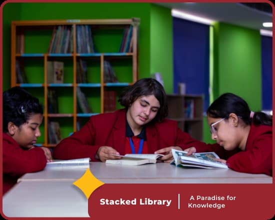 Library at Orchids Nevta, a leading school in Jaipur, enriches academic learning.