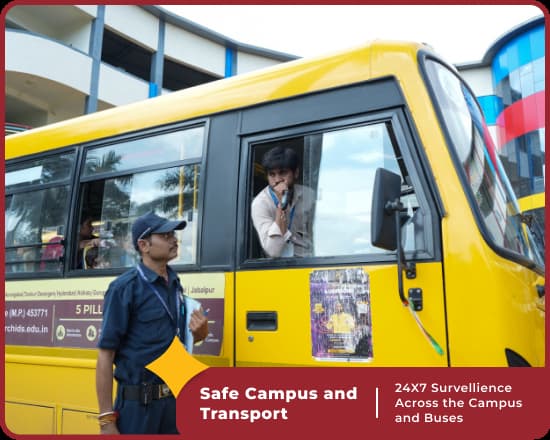 Security at Orchids Hoshangabad Road with 24/7 monitoring ensures student safety.